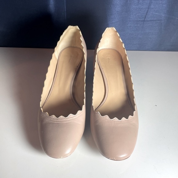 Chloe scalloped nude shoe